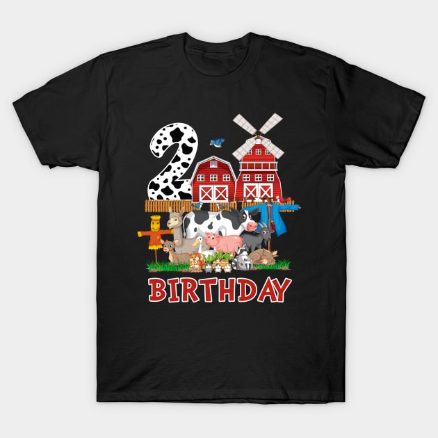 2nd Birthday Farm Cow Funny Gift For Boys Girls Kids T-Shirt by Patch Things All